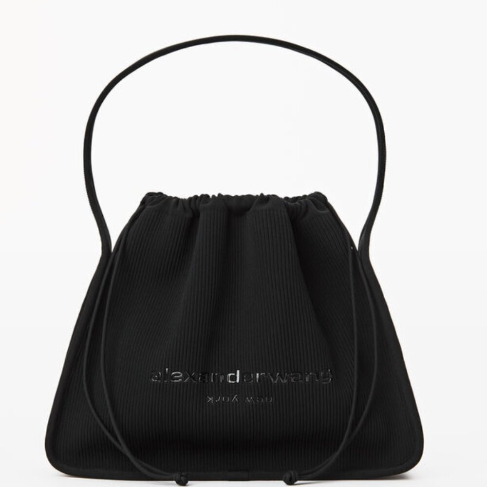 ALEXANDER WANG black medium ryan bag ribbed knit tote